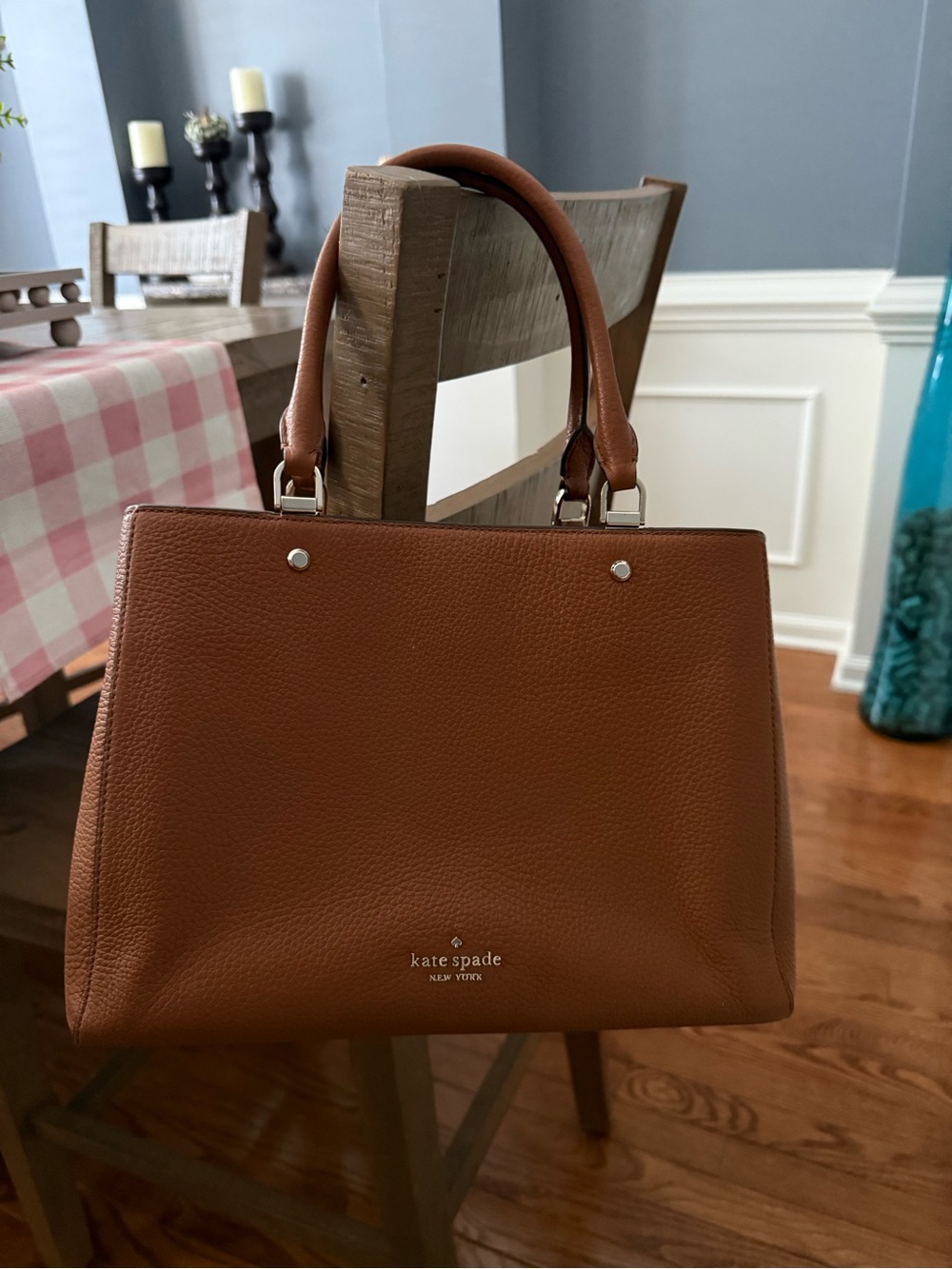 kate spade Pebbled Leather Satchel in Gingerbread Brown - Picture 7 of 8